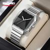Skmei 9393 Unique Famous Mens Quartz Watch Stylish Stainless Steel Band Square  Special Design Casual Wrist Watch