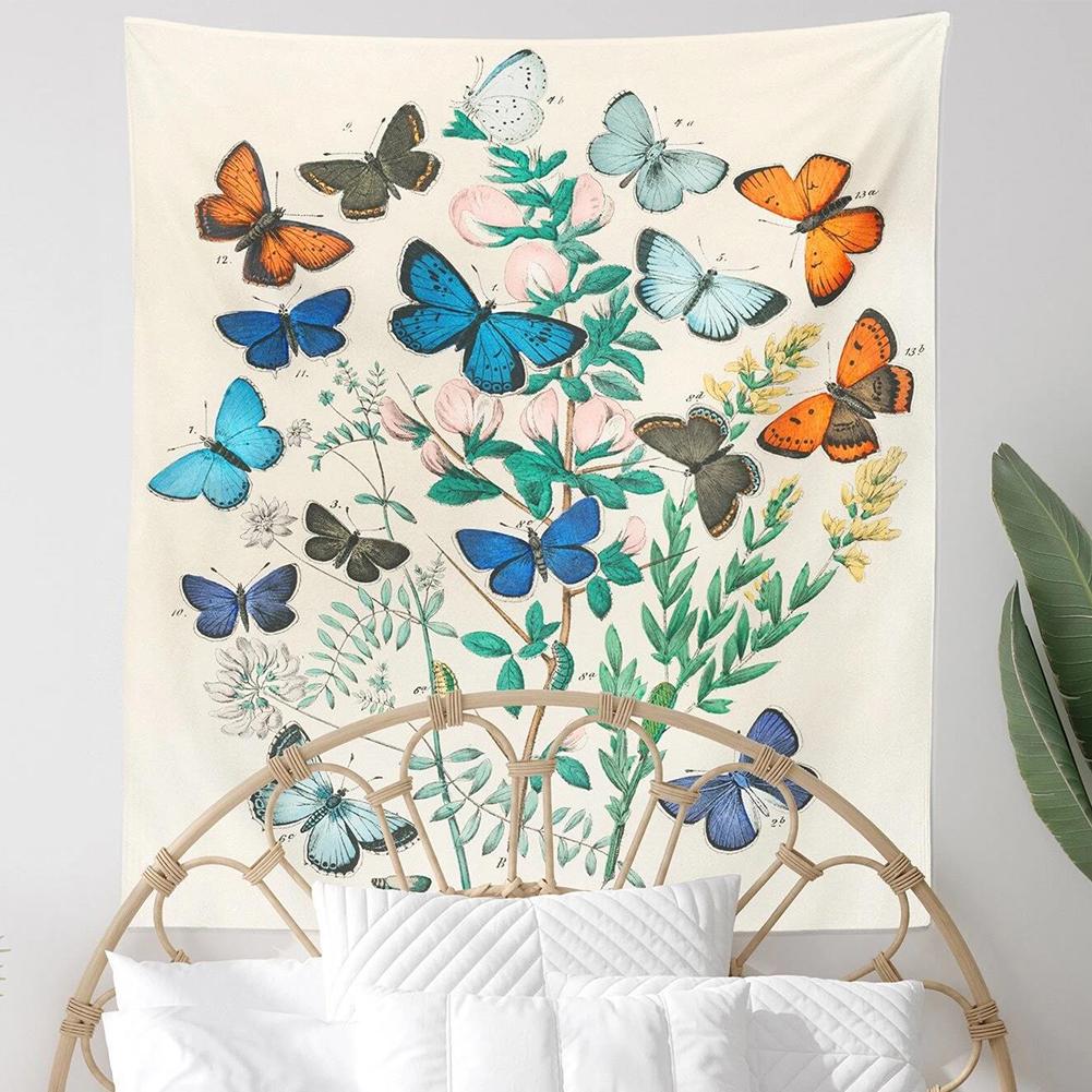 Tapestry Boho Style Butterflies Plant Wall Blanket Living Room Decoration Fabric