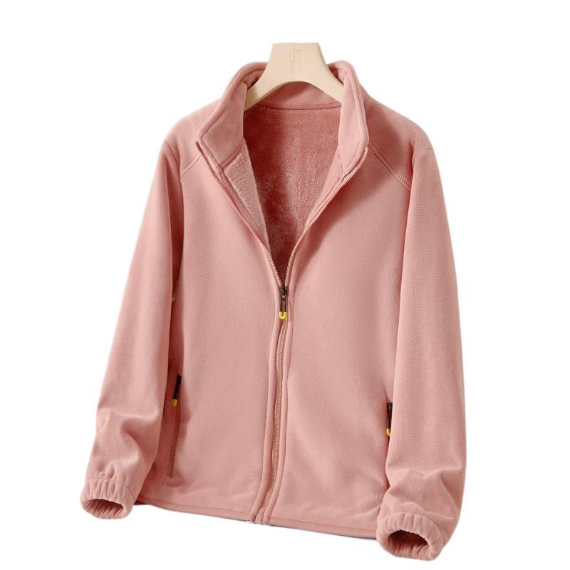 Utomhus Plus Size Fleecejacka Höst Vinter Förtjockad Varm Softshelljacka Innerfoder Parstil Polarfleecejacka för Kvinnor