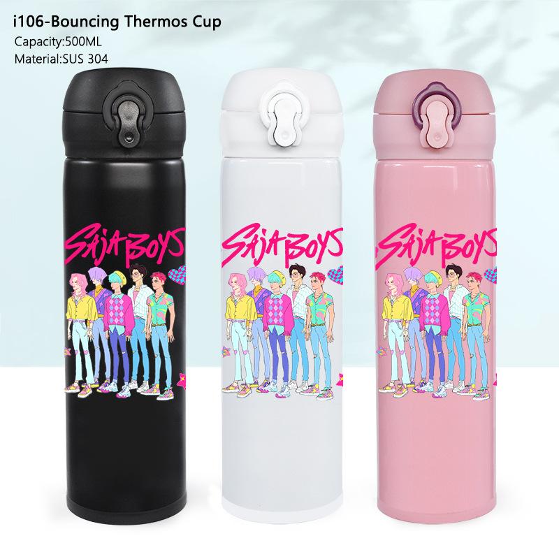 Stainless Steel Bouncing Thermos Cup KPOP Demon Hunter Girl Water Cup Shaga Male Ghost Sports Cup Car