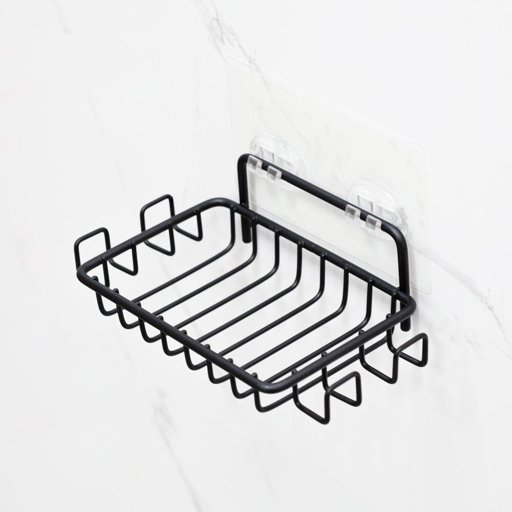 Stainless Steel Wall Mounted Soap Dish with Hooks Soap Holder Multipurpose Soap Rack  Shower Wall чёрный
