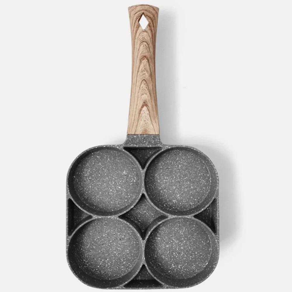 

Fried Egg Pan Medical Stone Pan Non-stick Household Four-hole Mini Breakfast Pan Fried Egg Ware Small Pancake чорний