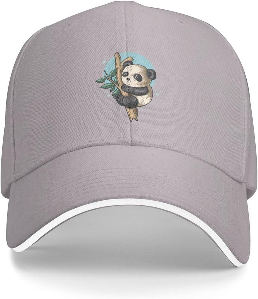 Cute Panda Climbing Tree Baseball Cap Polyester Sun Protection Casual Adjustable Cap for Adults
