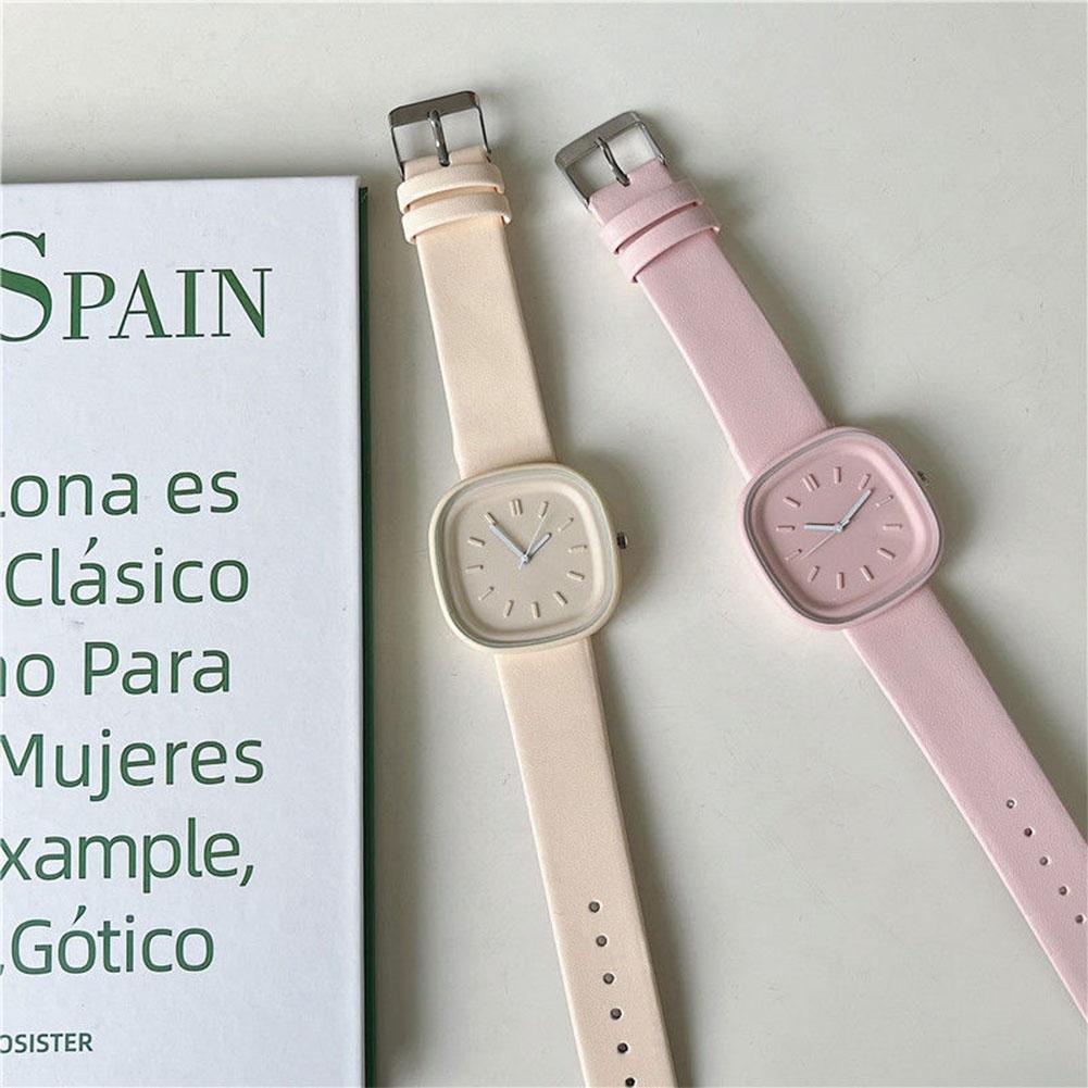 Creative Fashionable Macaron Color Square Watch Multicolored PU Watchband Quartz Watch Women Casual Watch