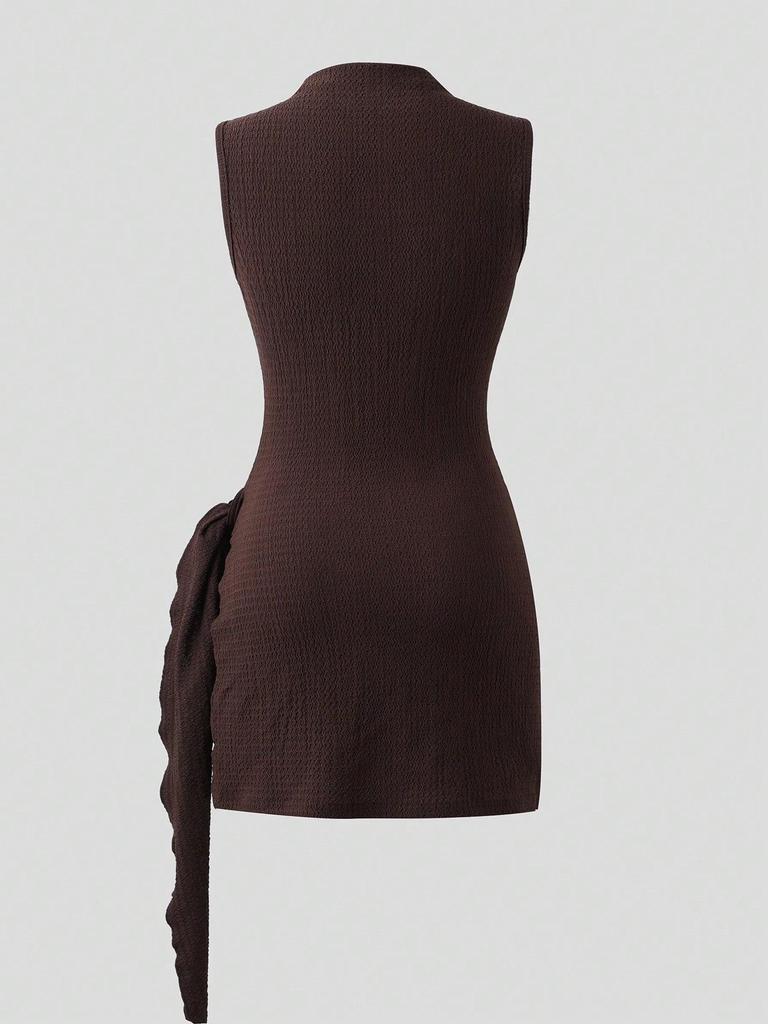 2026 Spring/Summer Knit Textured Slimming Dress with Metal Buckle