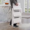 White 3-Tier Step Stool Ladder, Folding Wood Step Stool with Handle, Non-Slip Wide Pedal, Compact Storage, Supports Up To 220lbs