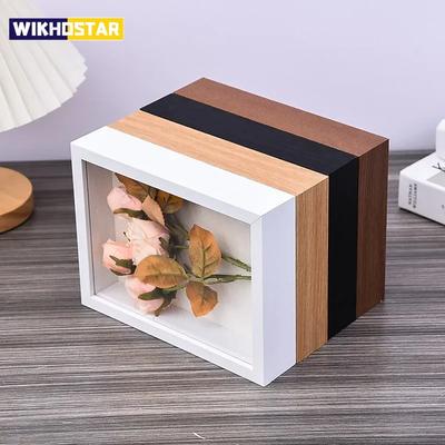 Einfacher Stereo Hohl 3cm Massivholz Trockenblume Fotorahmen Ornament Kreativ Handgemacht DIY Trockenblumen Verzierung Bild