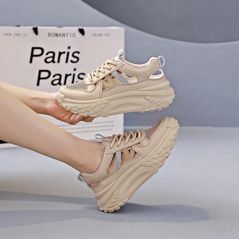 Fashion Shoes for Women's Mesh Hollow Out Thick Sole Inner Height Increase Casual Shoes Breathable Women's  Sneakers Zapatillas De Mujer
