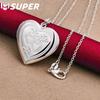 925 Sterling Silver 18palcový hadí řetízek Love Heart Fotorámeček Náhrdelník Šperky