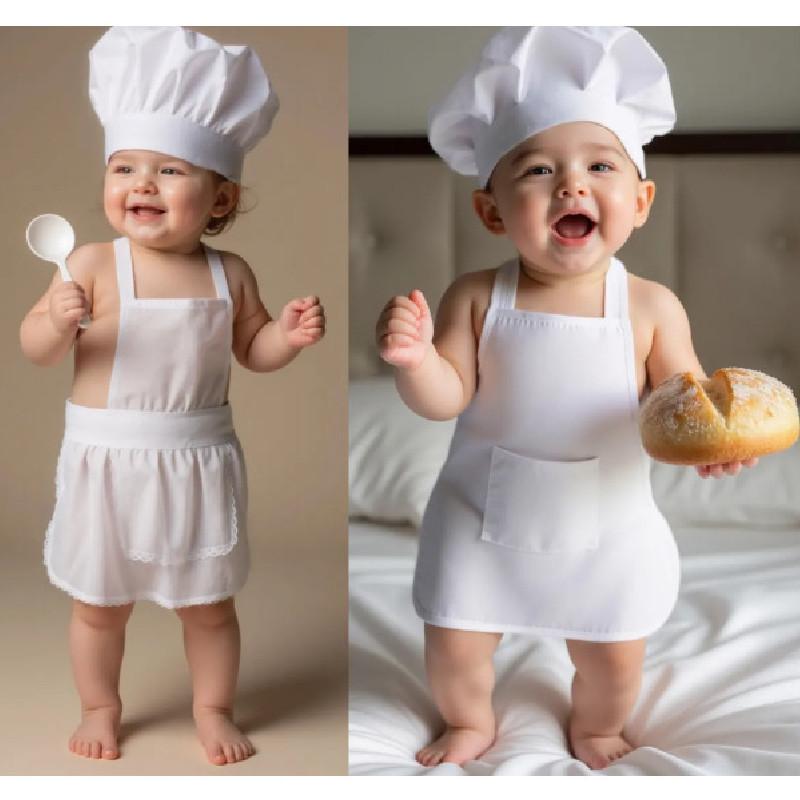 Child Chef Costume Set With Polyester Fabric For Kids Kitchen Role Play