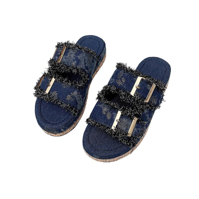 Fashion New Women's Comfortable Sandals Women Slip on Wedge Sandals Sports Beach Walking Shoes Summer Fashion Denim Casual Sandals
