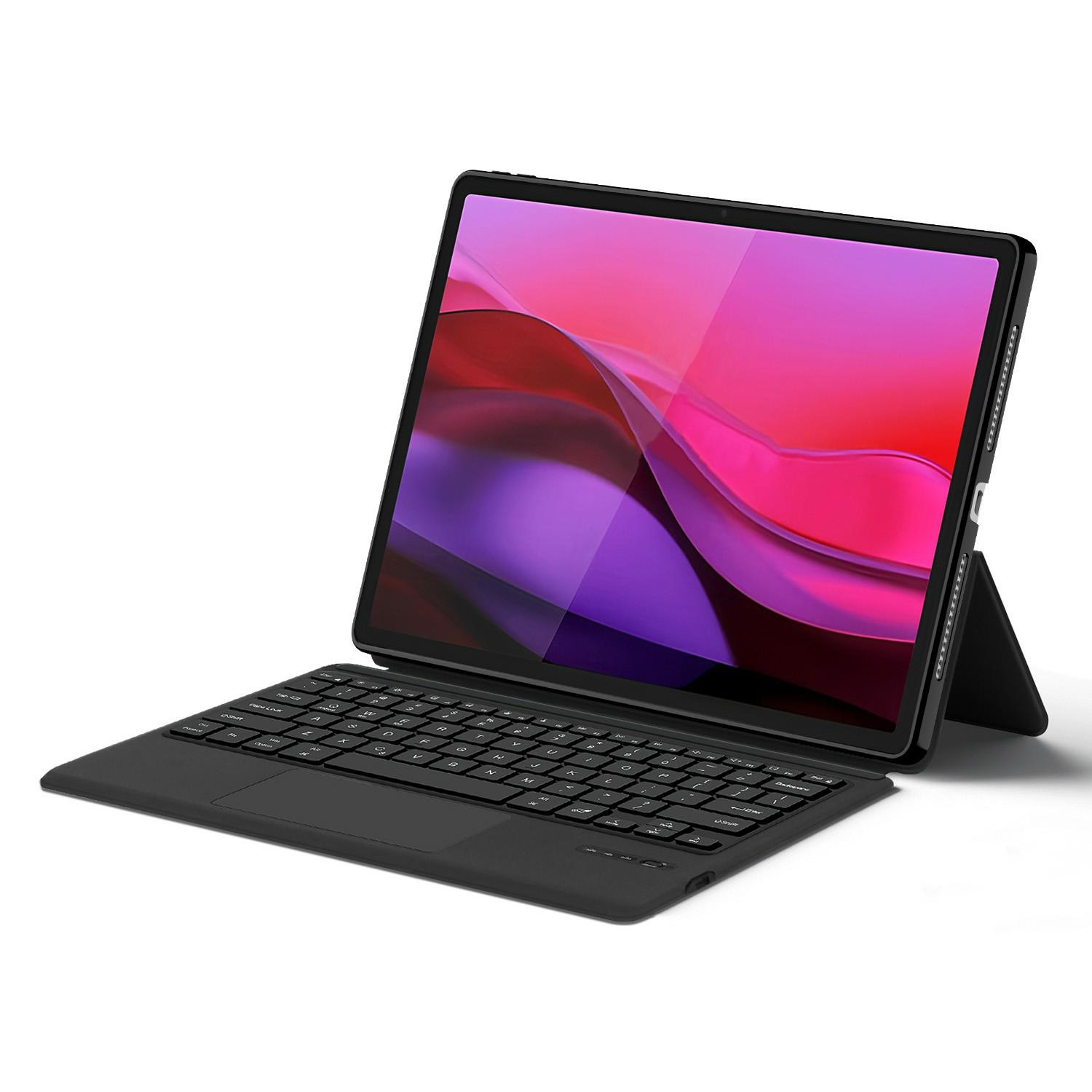 

For Lenovo Yoga Pad Pro Leather Case+Touchpad Bluetooth-Compatible Keyboard with Backlit A