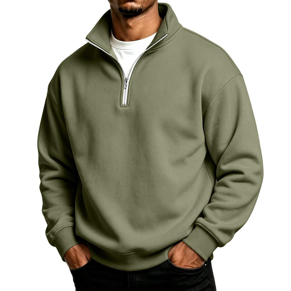 Men's Casual Quarter-Zip Stand Collar Sweatshirt