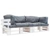 2 Piece Garden Pallet Sofa Set with Gray Cushions Pine Wood