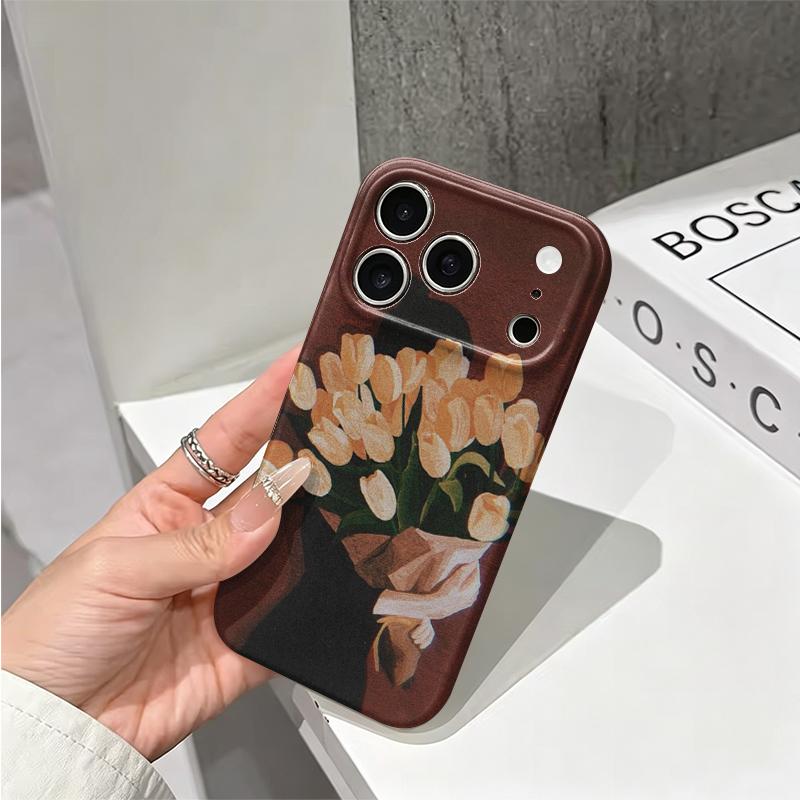 Moody Tulip Bouquet Silhouette Art Graphic Film Aesthetic Protective Shockproof Bumper Phone Case Cover For iPhone 13 14 15 16 17 Pro Max Plus
