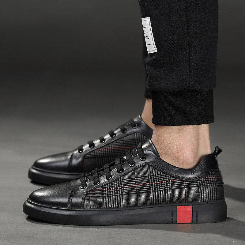 Scarpe in Vera Pelle Uomo Sneakers Nere Ins Marca di Moda Scarpe Uomo Pelle di Mucca Calzature Maschili Taglia Grande 45
