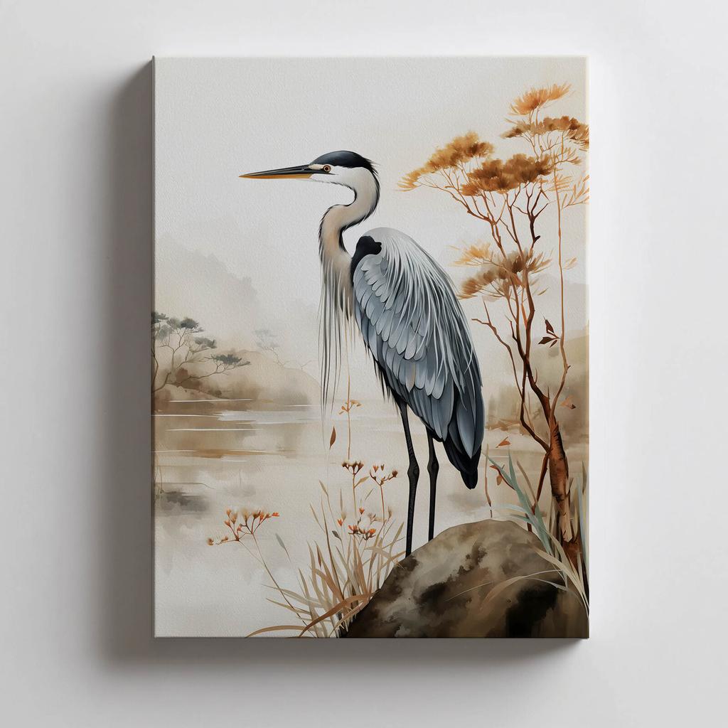 Spacer Nad Mglistym Jeziorem Spacer Nad Mglistym Jeziorem, 70X100 Cm, Rama Drewniana Ciemny Brąz, Papier Matowy 230 Gsm