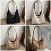 2024 Simple New Casual Winter Striped Nylon Stylish Large Capacity Single Shoulder Tote Bag Women
