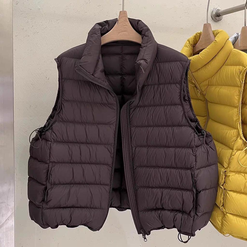 Autumn and Winter New Ribs, Vest, White Duck Down Jacket, Stand-neck Vest, Warm Puffs, and Thickened Vest.