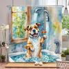 Funny Cat, Dog Shower Curtains with Hooks Home Decoration for Funny Bath Animal Bathroom Curtain Polyester Fabric Bath Curtain