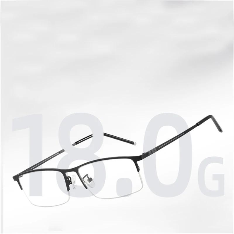 Gafas Cuadradas de Media Montura de Aleación de Titanio para Hombres Vintage Miopes con Receta -0 -0.5 -0.75 A -6.0