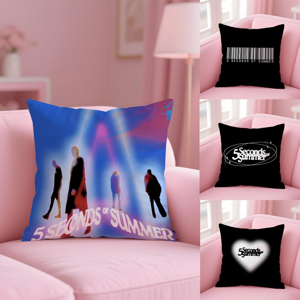 Rock 5 Seconds Of Summer Band Cushion Cover Plush Fabric Soft Double-Sided Printed Sofa Pillow Case Colorfast Home Decor Gift