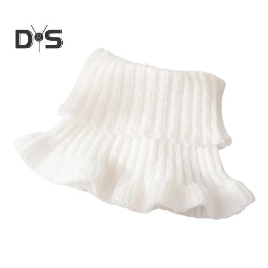 Dam Halsduk Enfärgad Skir Kant Falsk Krage Stickad Värme Stil Halsvärmare Mångsidig Klädesaccessoar