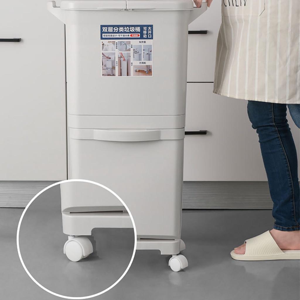 2-warstwowy kosz na śmieci do kuchni plastikowy kosz na śmieci na mokro i na sucho przycisk recykling ułożony w stos sortowanie kosz na śmieci