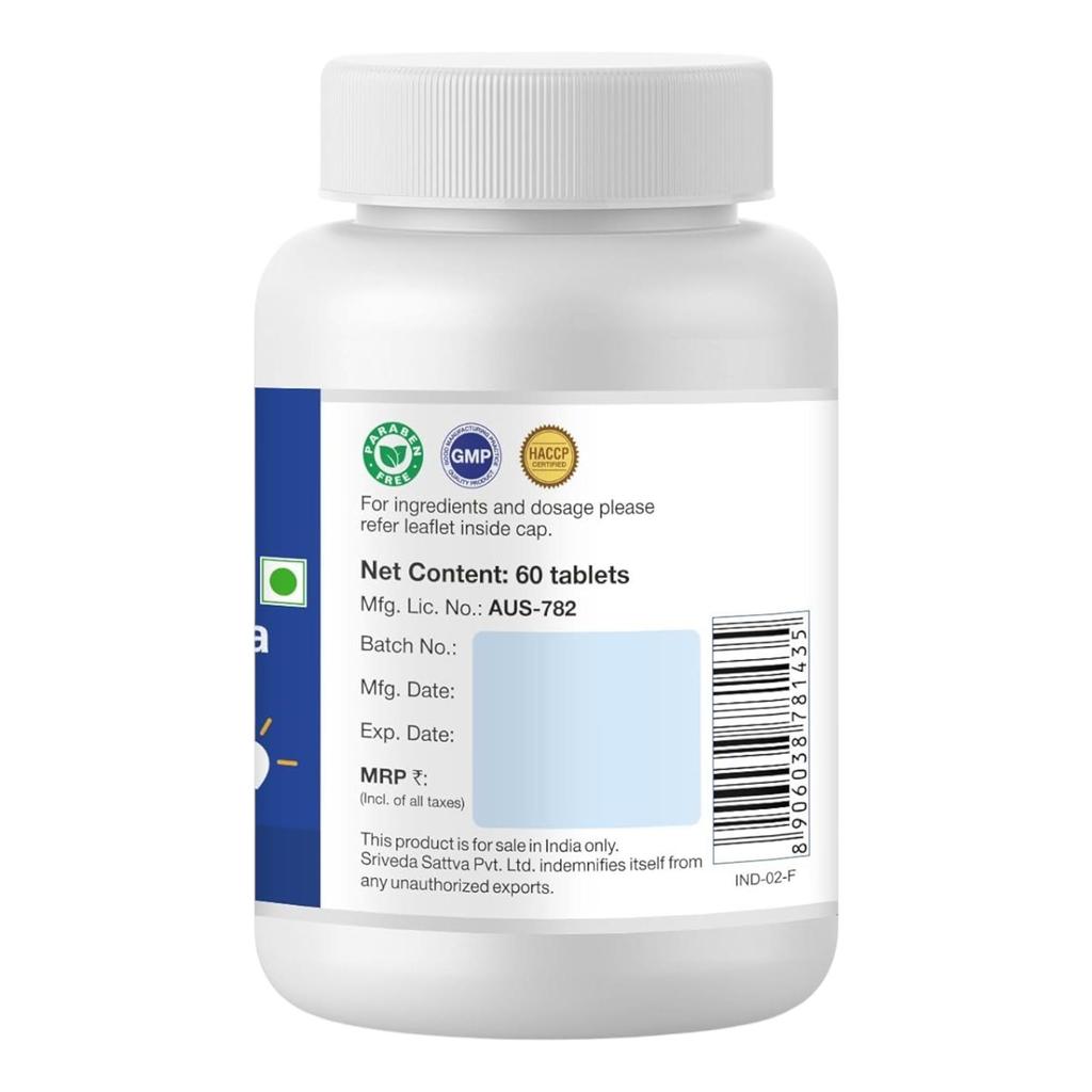 Sri Sri Tattva Navahridaya Kalpa 500mg 60 Tablets Stress Relief Supplement for Mental Calm