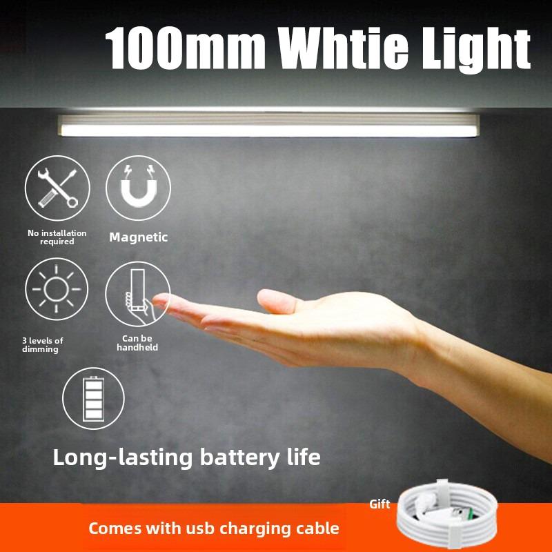 Motion Sensor LED Cabinet Light Bar Magnetic Under Cupboard Kitchen Lighting USB Rechargeable Night Light