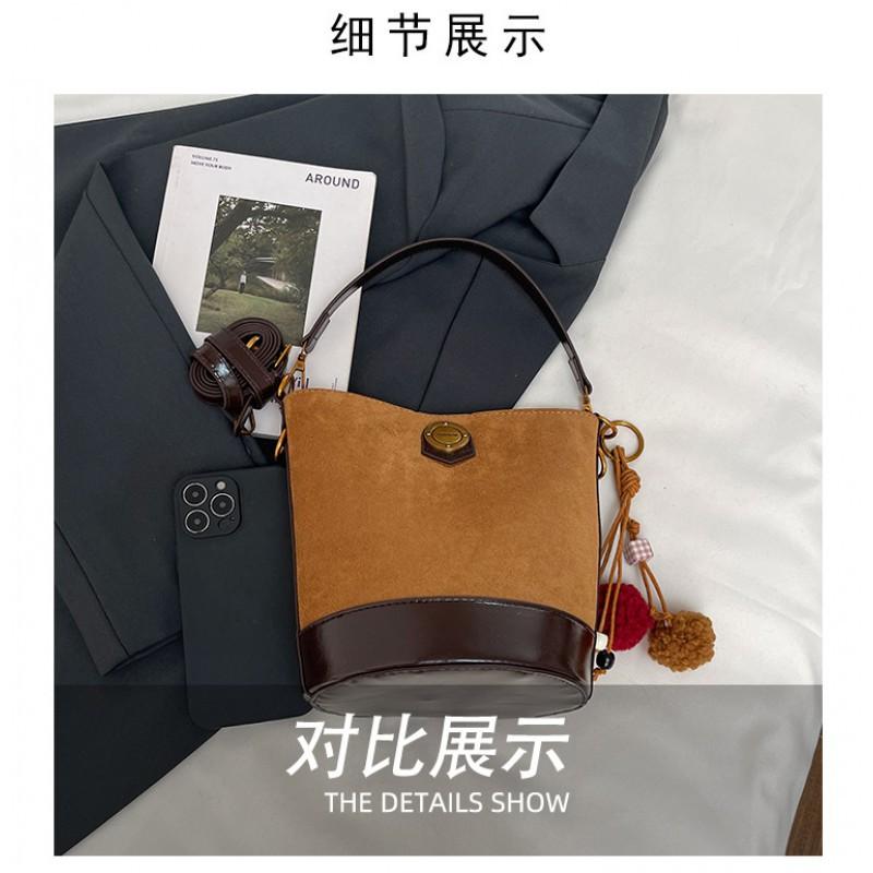 Retro Suede Bucket Bag 2026 New Handbag High-end Cross-body Single Shoulder Underarm Women