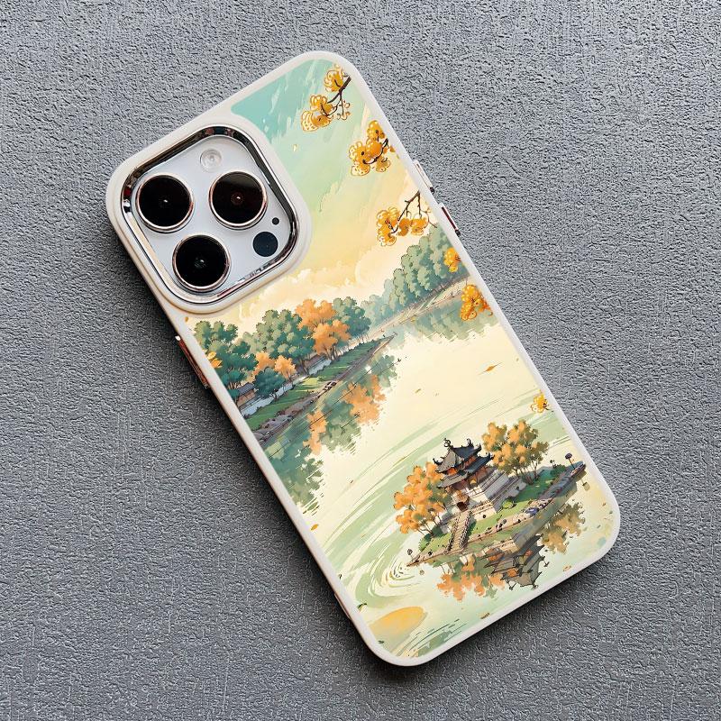 Chinese Style Landscape Painting Phone Case For Iphone 13 12 Pro Max 15 14 Pro Max Plus 11 XR XS X 15 14 7 8 Plus Silicone Cover