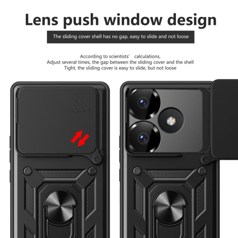 Military Armor Protection Case for POCO F6 F4 F3 5G X3 X4 X5 F5 NFC GT M3 M4 Pro M5S Slide Camera Shockproof Full Protection Cover