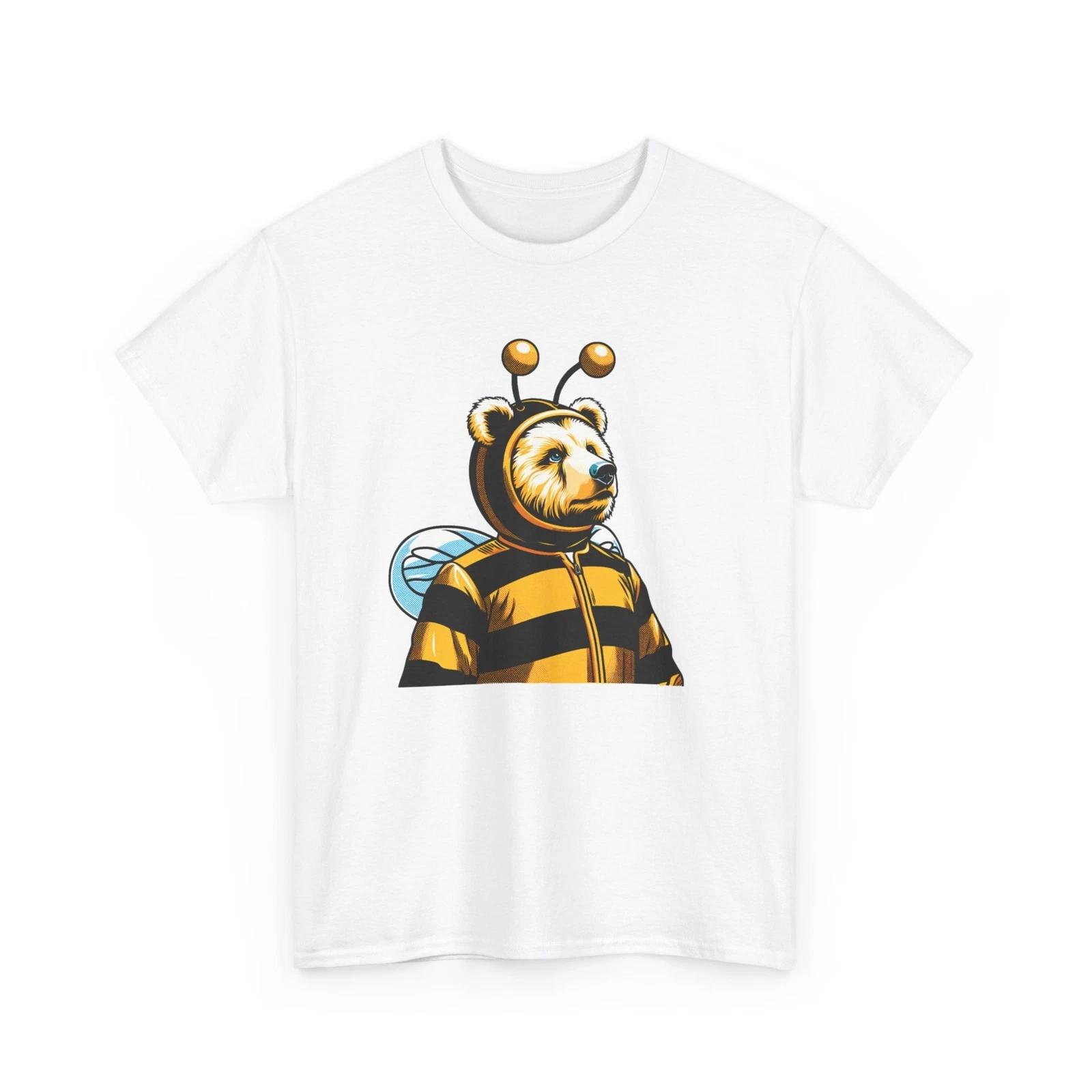 

Unisex Adult T Shirt Bear Dressed Up As Bumble Bee Absurd Nature Pop Art Fun Tee S