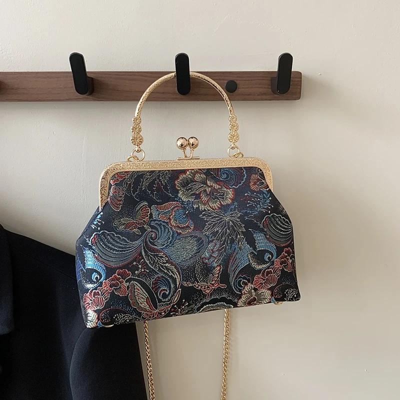 Seidenstickerei Patchwork Natial Style Umhängetaschen Fashi Verschluss Einfache Damen Handtaschen 2026 Süße Taschen für Damen