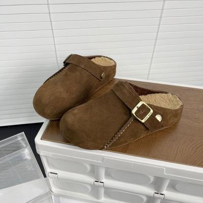New Baotou Boken Slippers, One Pedal Wool Wool Shoes, Matte Leather Retro Two Wear Women's Bags and Flat Shoes