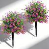 2Pcs Artificial Camellia Eucalyptus Ground Plug Flower Topiary Ball Tree UV Resistant Fake Outdoor Plants For Garden Yard Lawn Patio Decor