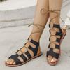 Fashion Women's Nude Lace-up Flat Sandals Summer  Fashionable Elegant Gladiator Shoes Open Toe Designer Women's Shoes Zapatos De Mujer