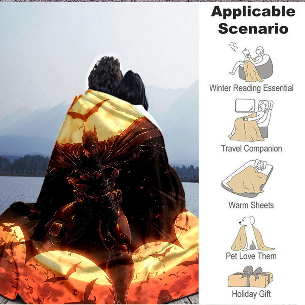1pc Batman Flannel Throw Blanket - HD Printed Lightweight Soft Warm All-Season Blanket for Sofa, Bed, Travel, Camping 173