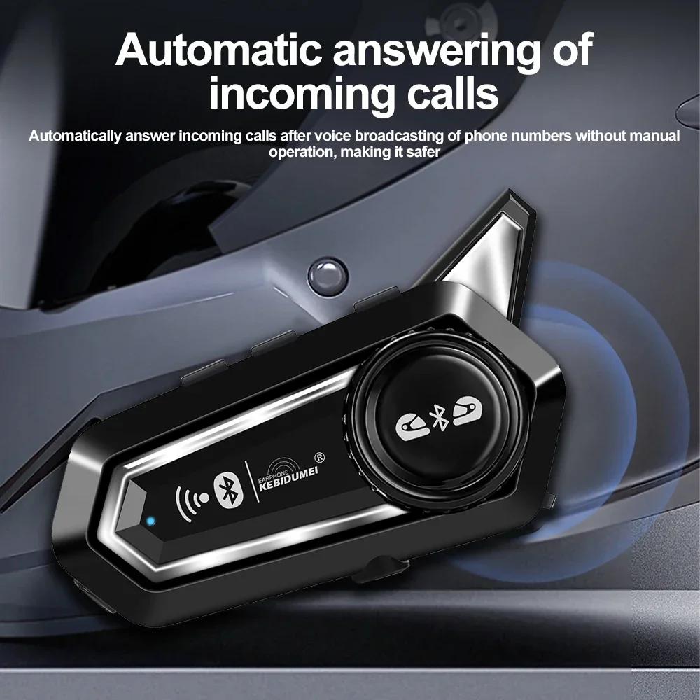Motorcycle Helmet Intercom Bluetooth Headset BT 5.3 Hands Free Call Wireless Noise Reduction Waterproof 2 Rider 300M Interphone
