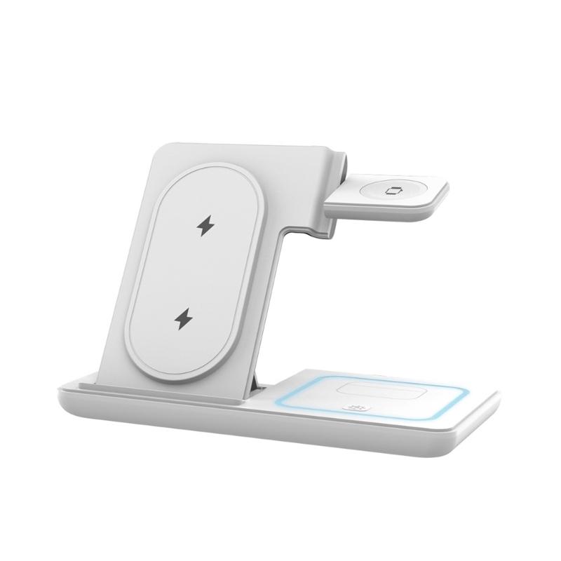 3 In 1 Wireless Charging Desk Stand Space Saving For S24 S23 Watch Earphone Fast Charging Phone Watch Earphone Foldable