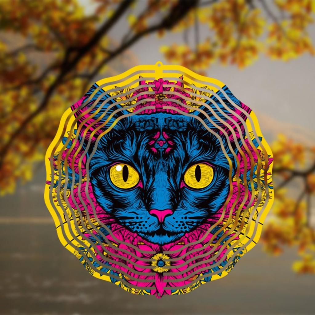 10-Zoll Verspieltes Katzen-Design Windspiel - 360° Drehende Hängedekoration mit Lebhaften Farben, Perfekt für Garten, Terrasse