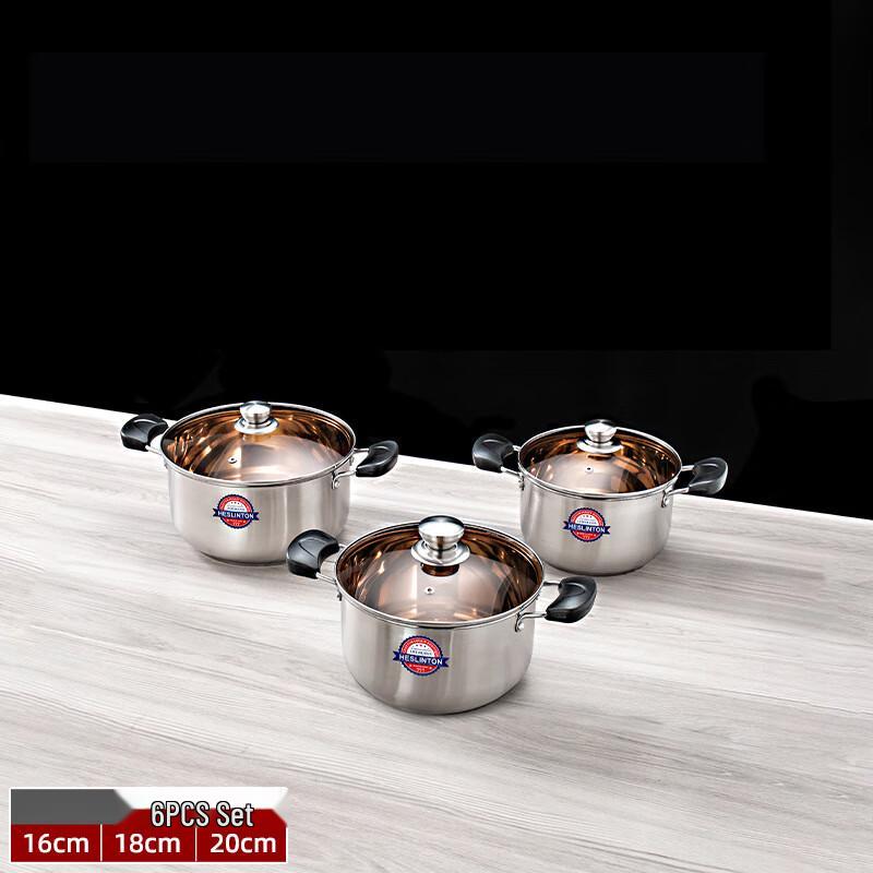 ZISIZ 6-Piece Stainless Steel Pot Set