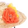 Pet Straw Hat Puppy Cap with Colorful Flowers for Party Costume Decorations(M)