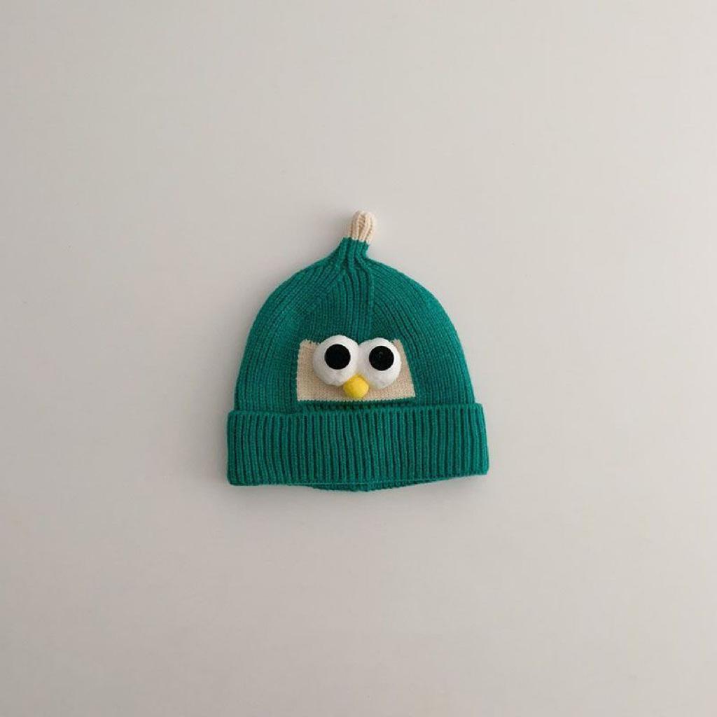 Baby wool hat autumn and winter Korean version of children's warm pullover hat cute super cute big eyes men and women children knitted hat