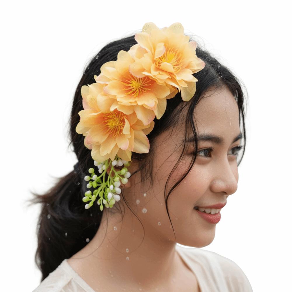 Ethnic Style Flower Hair Comb Sweet Wedding Bride Accessories Water Splashing Festival