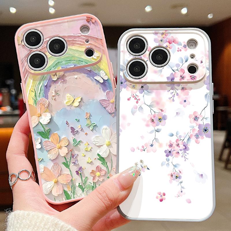 Colorful Floral Pattern Case For iPhone 17 Pro Max Hybrid TPU+PC Magnetic For Magsafe Matte Cover For iPhone 16 Pro Max 15 14 13