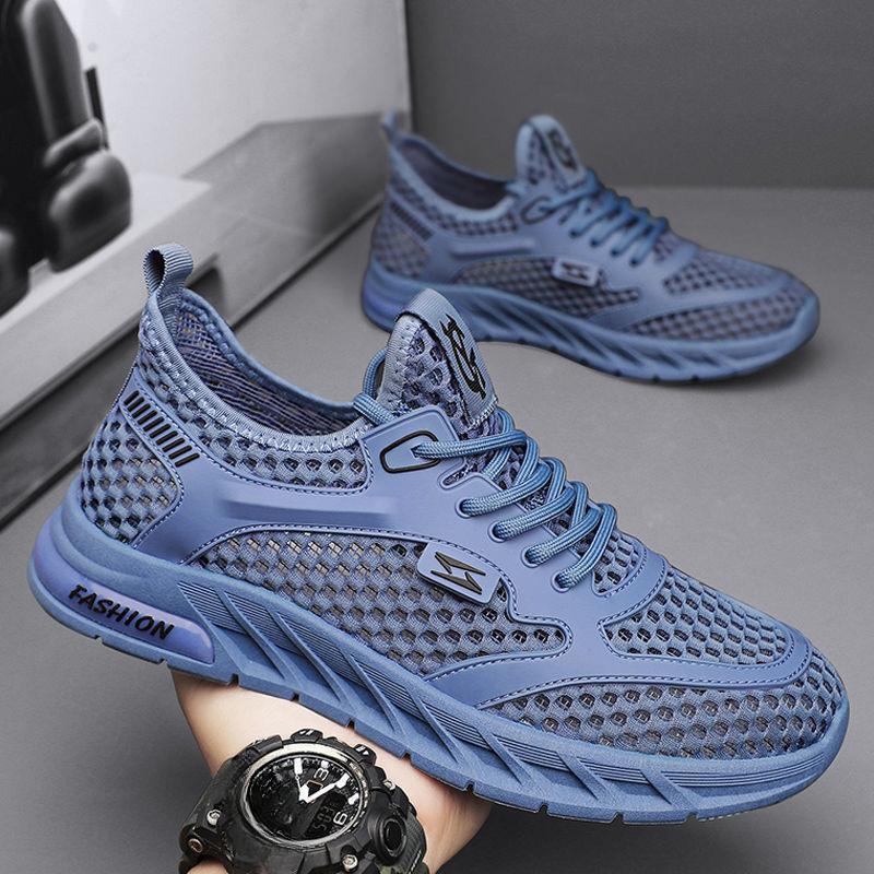 Men's Shoes Summer Breathable Mesh Hollow Out Lightweight Mesh Shoes Mesh Thin Soft Bottom Running Casual Sports Tide Shoes