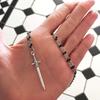 Rock Punk Retro Sliver Color Spiral Starfish Hollow Out Star Sword Pendant Necklace for Women Gothic Y2K Stainless Steel Jewelry