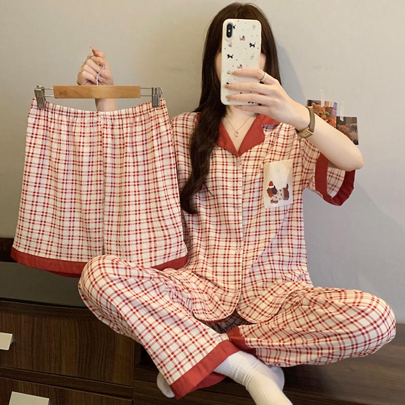 Cloud Cotton Cartoon Pony Pajamas: Women's 2026 Summer Three-Piece Set, Short Sleeve, Fun & Cute Homewear